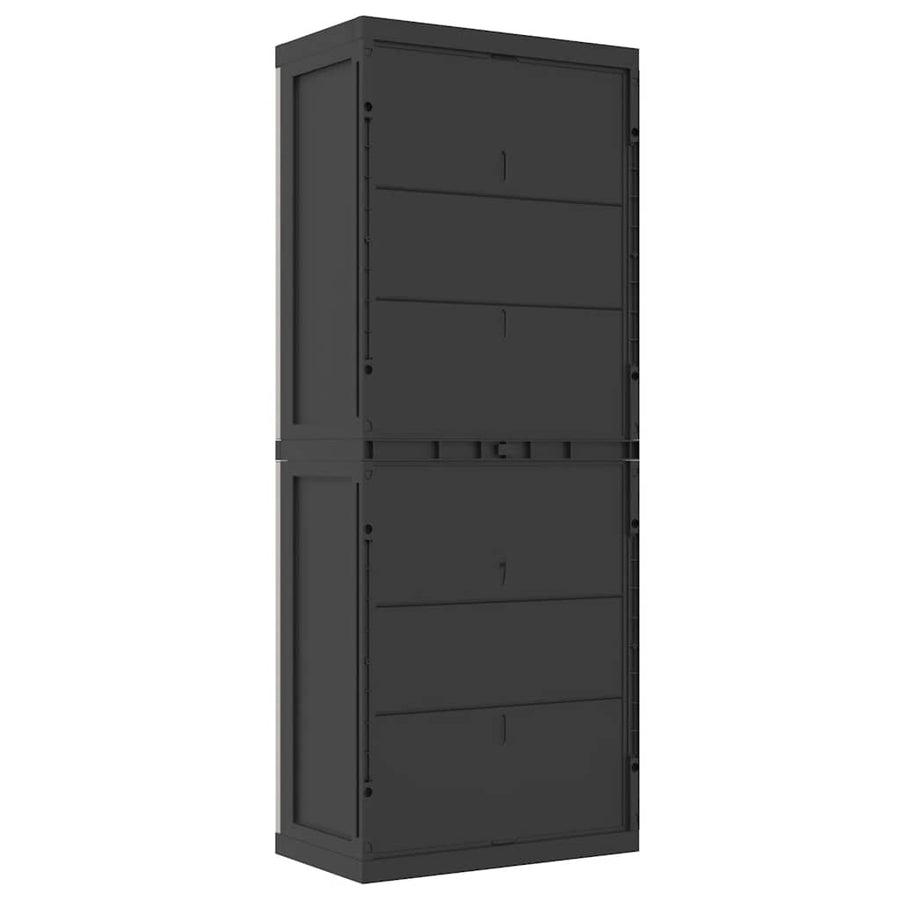 Outdoor Storage Cabinet Grey and Black 65x37x165 cm PP