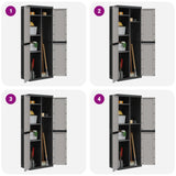 Outdoor Storage Cabinet Grey and Black 65x37x165 cm PP