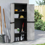 Outdoor Storage Cabinet Grey and Black 65x37x165 cm PP