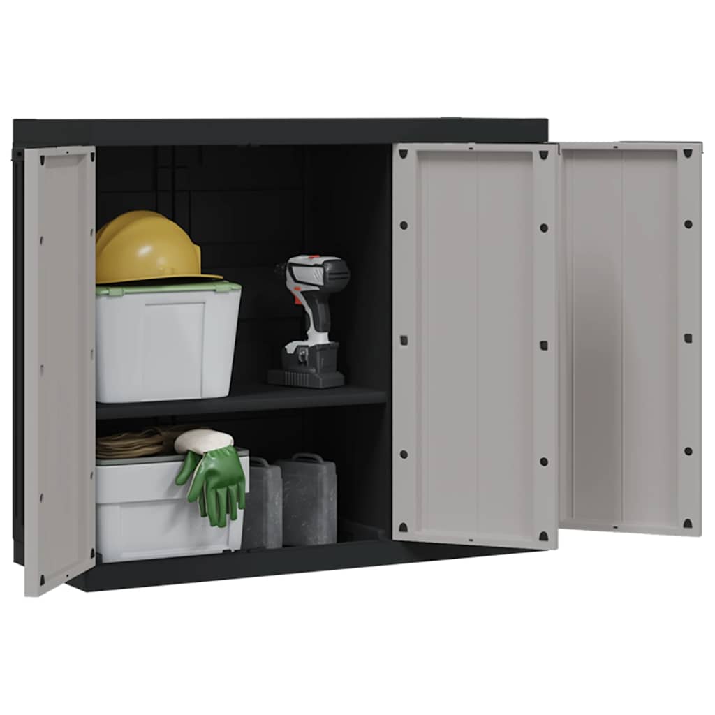 Outdoor Storage Cabinet Grey and Black 97x37x85 cm PP