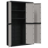 Outdoor Storage Cabinet Grey and Black 97x37x165 cm PP - Rear View