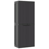 Outdoor Storage Cabinet Black 65x37x165 cm PP - Front View