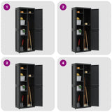 Outdoor Storage Cabinet Black 65x37x165 cm PP