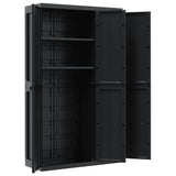Outdoor Storage Cabinet Black 97x37x165 cm PP - Rear View