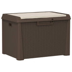 Garden Storage Box with Seat Cushion Brown 125 L PP
