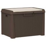 Garden Storage Box with Seat Cushion Brown 125 L PP - Front View
