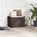 Garden Storage Box with Seat Cushion Brown 125 L PP - Side View