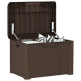 Garden Storage Box with Seat Cushion Brown 125 L PP - Top-Down View