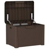Garden Storage Box with Seat Cushion Brown 125 L PP - 45-Degree Angle