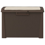 Garden Storage Box with Seat Cushion Brown 125 L PP
