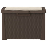 Garden Storage Box with Seat Cushion Brown 125 L PP - Rear View