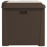 Garden Storage Box with Seat Cushion Brown 125 L PP - Close-Up Angle