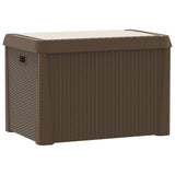 Garden Storage Box with Seat Cushion Brown 125 L PP - Low Angle