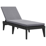 Sun Lounger with Cushion Anthracite 186x60x29 cm PP - Front View