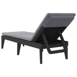 Sun Lounger with Cushion Anthracite 186x60x29 cm PP - Rear View