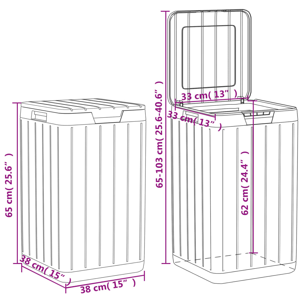 Outdoor Garbage Bin Brown 38x38x65 cm PP