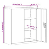 File Cabinet Light Grey 90x40x105 cm Steel
