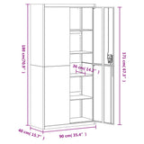 File Cabinet Light Grey 90x40x180 cm Steel - Extra Image