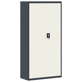 File Cabinet Anthracite and White 90x40x180 cm Steel - Front View