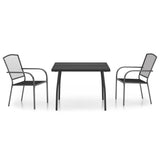 3 Piece Garden Dining Set Anthracite Steel - Front View