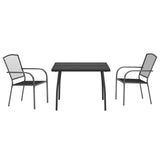 3 Piece Garden Dining Set Anthracite Steel - Side View