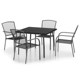5 Piece Garden Dining Set Anthracite Steel - Front View