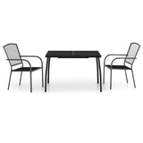 3 Piece Garden Dining Set Anthracite Steel - Front View