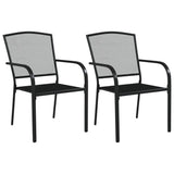 3 Piece Garden Dining Set Anthracite Steel - Top-Down View