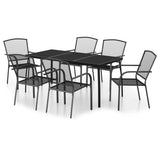 7 Piece Garden Dining Set Anthracite Steel - Front View