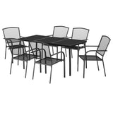 7 Piece Garden Dining Set Anthracite Steel - Side View