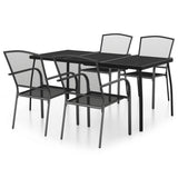 5 Piece Garden Dining Set Anthracite Steel - Front View