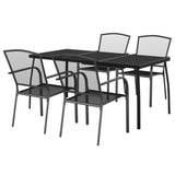 5 Piece Garden Dining Set Anthracite Steel - Side View