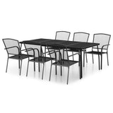 7 Piece Garden Dining Set Anthracite Steel - Front View