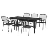 7 Piece Garden Dining Set Anthracite Steel - Side View