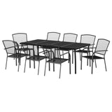 9 Piece Garden Dining Set Anthracite Steel - Side View