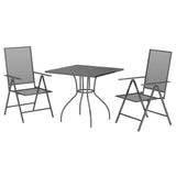 3 Piece Garden Dining Set Anthracite Steel - Side View