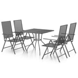 5 Piece Garden Dining Set Anthracite Steel - Front View