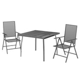 3 Piece Garden Dining Set Anthracite Steel - Side View