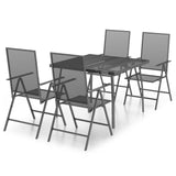 5 Piece Garden Dining Set Anthracite Steel - Front View