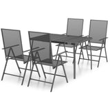 5 Piece Garden Dining Set Anthracite Steel - Front View