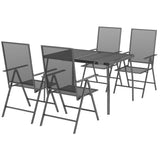 5 Piece Garden Dining Set Anthracite Steel - Side View