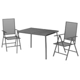 3 Piece Garden Dining Set Anthracite Steel - Side View