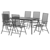 7 Piece Garden Dining Set Anthracite Steel - Side View