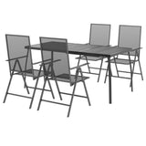 5 Piece Garden Dining Set Anthracite Steel - Side View