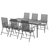 7 Piece Garden Dining Set Anthracite Steel - Side View