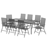 9 Piece Garden Dining Set Anthracite Steel - Side View