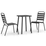 3 Piece Garden Dining Set Anthracite Steel - Front View
