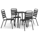 5 Piece Garden Dining Set Anthracite Steel - Front View