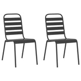 3 Piece Garden Dining Set Anthracite Steel - Top-Down View
