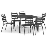 7 Piece Garden Dining Set Anthracite Steel - Front View